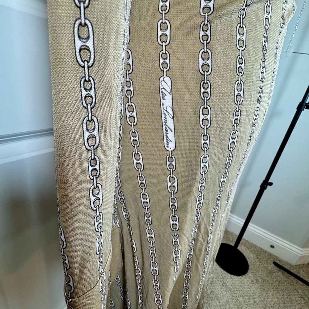 ATOS Lombardini Chain Print Wrap Dress Italy Silk Feel Designer Size 40 Small - Picture 4 of 9